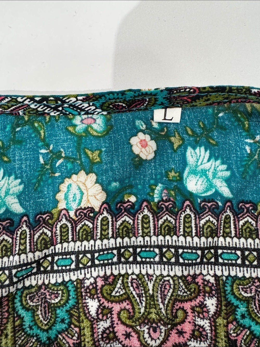 Teal Floral Button-Front Maxi Dress Cottagecore Boho Large - Picture 6 of 10